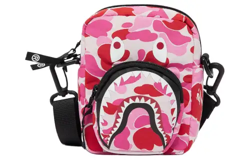 A BATHING APE Bape Polyester Crossbody Bag Mini Unisex Pink Camouflage