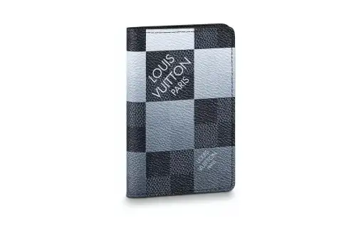 LOUIS VUITTON Pocket Organizer Damier Graphite Giant 3 Card Slot White