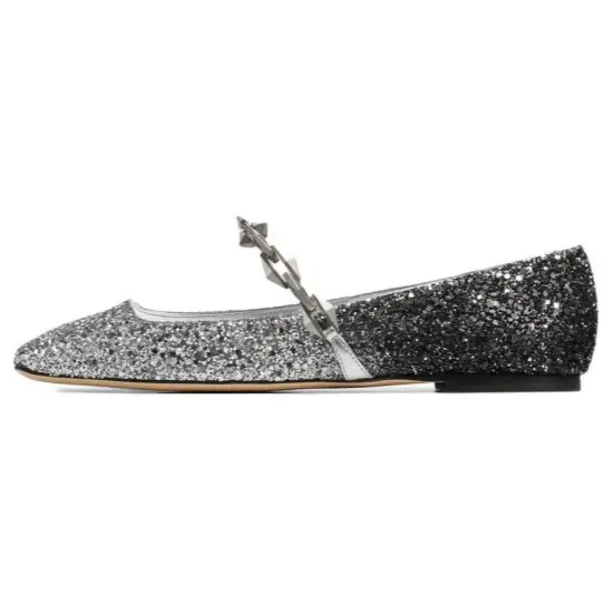 Jimmy Choo Diamond Tilda Glitter Ballerina Shoes