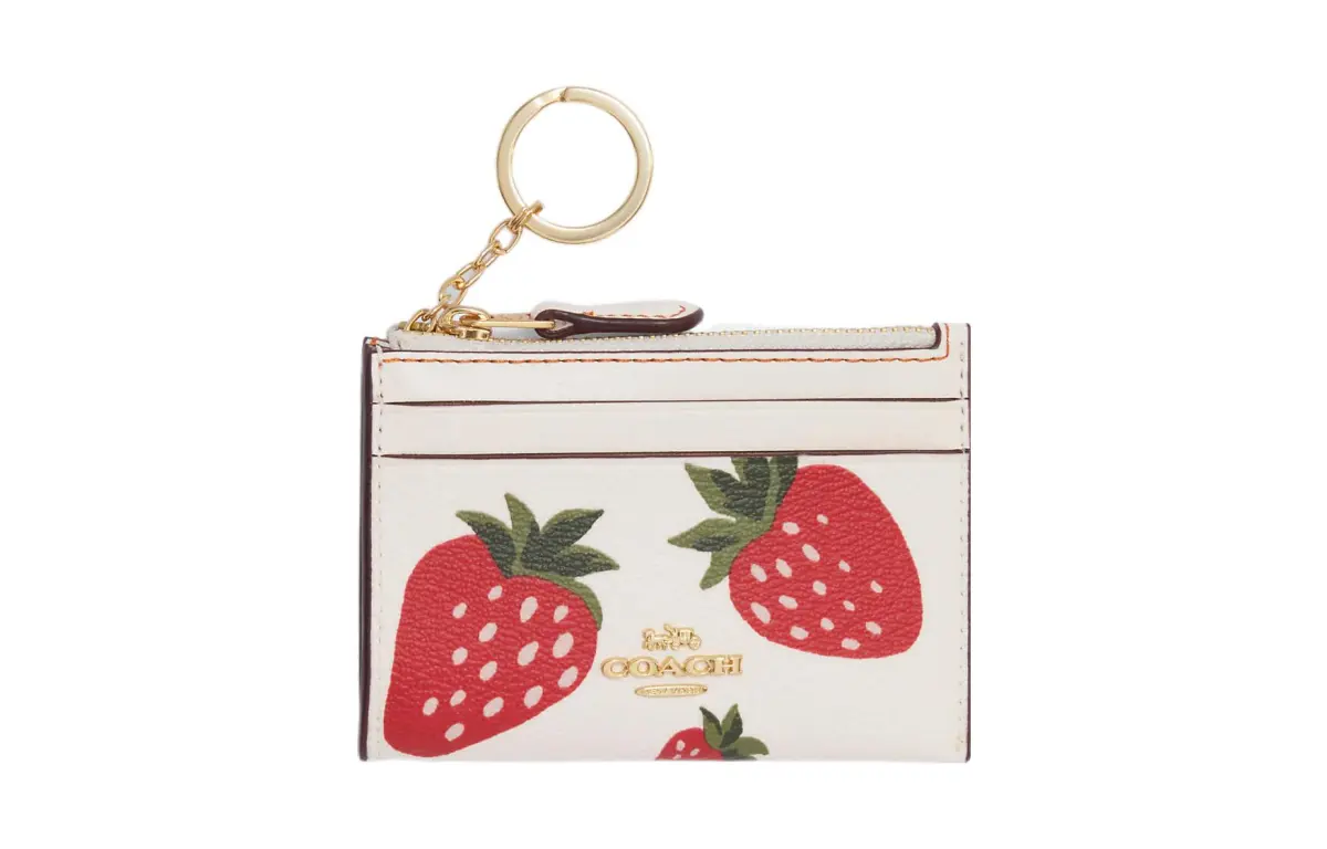 COACH Skinny Id Case Coated Canvas With Leather Wallet, Card Holder Women's White & Red