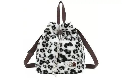 THE NORTH FACE 7L Bucket Bag, Handbag, Shoulder Bag, Crossbody Bag, Outdoor Bag Polyester Black White Leopard Print