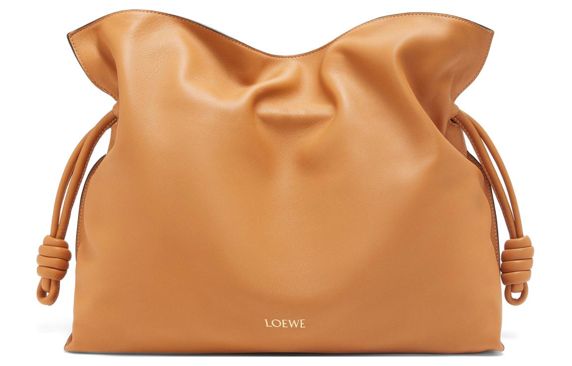 LOEWE Flamenco Napa Calf Leather One Shoulder Clutch Large Women's Warm Desert