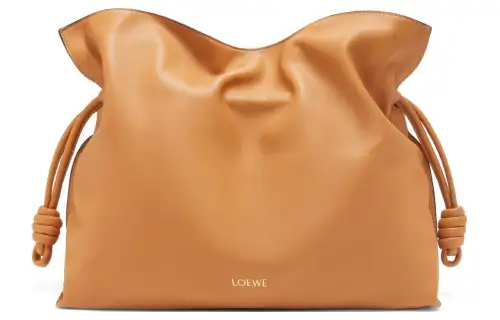 LOEWE Flamenco Napa Calf Leather One Shoulder Clutch Large Women's Warm Desert