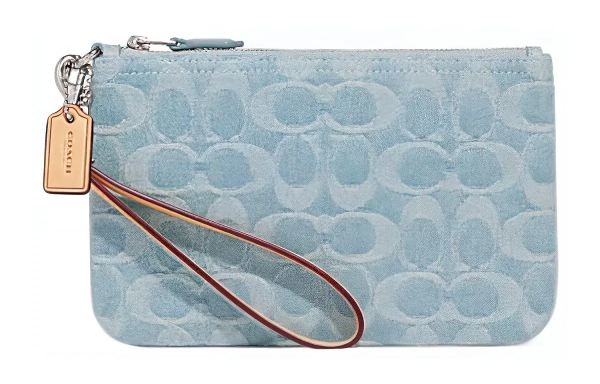 COACH Tech Wallet Fabric Wrist Bag Clutch Small Women's Blue