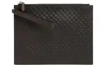 GUCCI Leather Clutch Men's Dark Brown