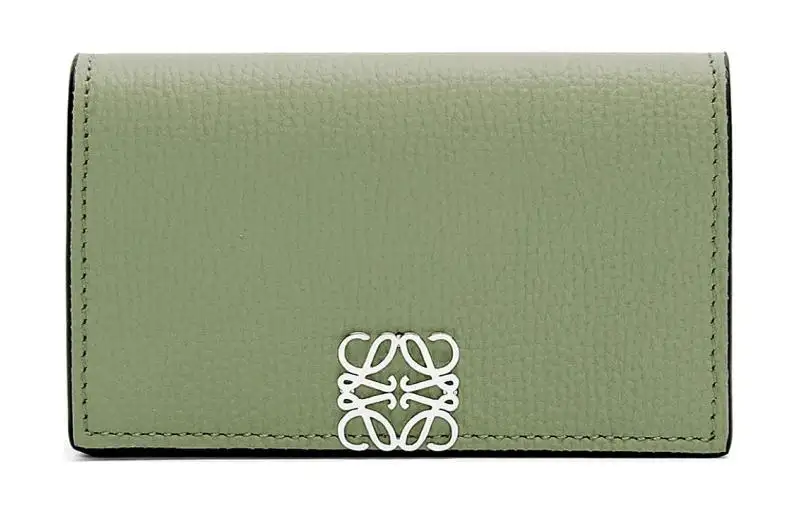LOEWE Anagram Pebble Texture Cow Leather Wallet Women's Rosemary Green