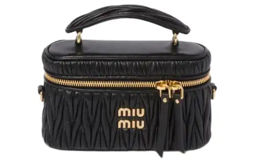 MIU MIU Matelassé Sheepskin Handbag, Shoulder Bag Women's Black