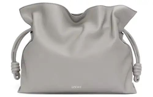 LOEWE Napa Calf Leather One Shoulder Clutch Large Women's Pearl Gray
