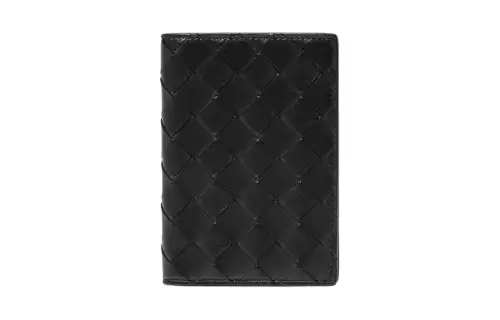 Bottega Veneta Sheepskin Passport Wallet Women's Black