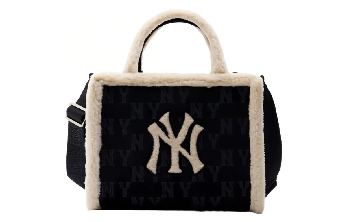 MLB Sherpa Polyester Tote Bag, Shopping Bag, Handbag Regular Unisex Black