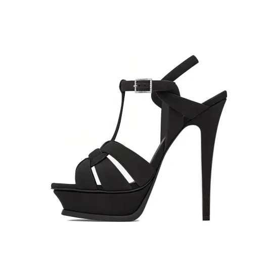 SAINT LAURENT Tribute Embellished Platform Sandals Women's