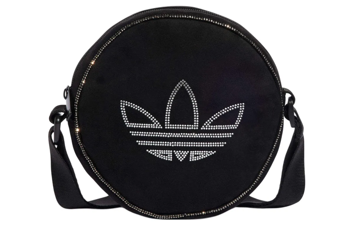 Adidas Originals Trefoil Eco Friendly Polyester Small Round Bag, Shoulder Bag, Crossbody Bag Regular Women's Black
