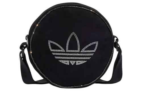 Adidas Originals Trefoil Eco Friendly Polyester Small Round Bag, Shoulder Bag, Crossbody Bag Regular Women's Black