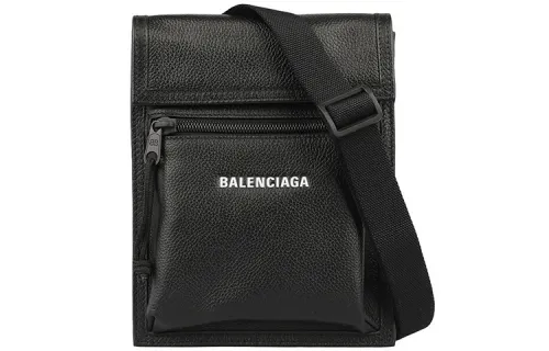 Balenciaga Cow Leather Cell Phone Pouch, Crossbody Bag Unisex Black