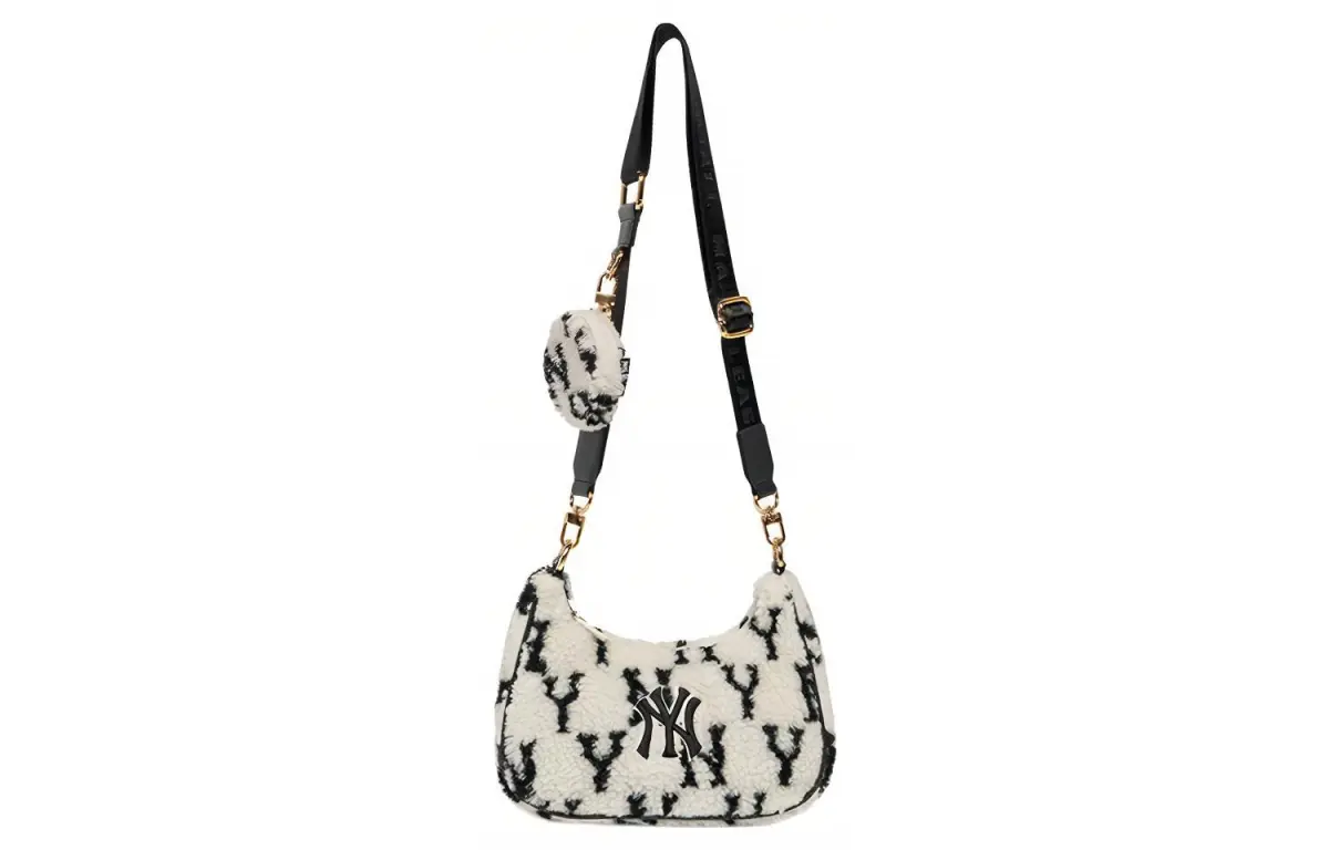 MLB Monogram Polyester Combo Bag, Crossbody Bag, Shoulder Bag Regular Women's Black White
