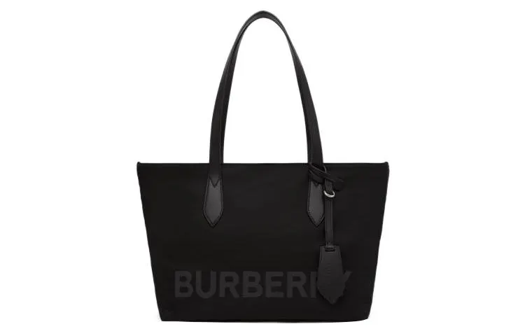 Burberry Calfskin Trim Tote Bag, Shopping Bag, Shoulder Bag, Handbag Small Women's Pure Black