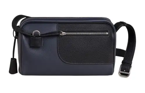 HERMES Nouveau On Body Evercolor Calfskin With Clemence Bullock Leather Crossbody Bag, Shoulder Bag Men's