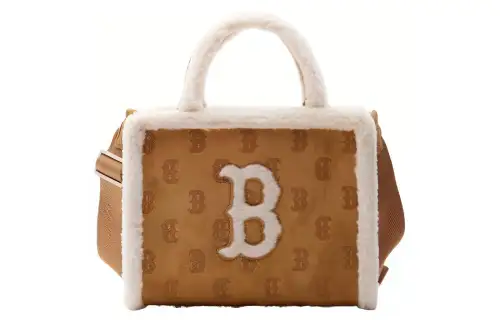 MLB Faux Sherpa Tote Bag, Shopping Bag, Handbag Regular Unisex Camel