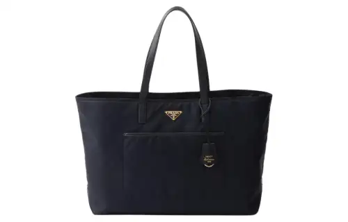 PRADA Re Edition Recycled Nylon With Saffiano Leather Tote Bag, Shopping Bag, Handbag Large Women's Blue