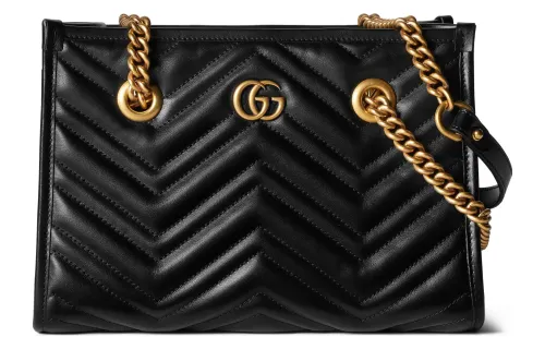 GUCCI GG Marmont Leather Tote Bag, Shopping Bag, Portable Crossbody Bag, Shoulder Bag Women's Black