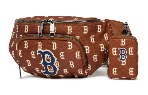 MLB Monogram Collection Polyester Combo Bag, Crossbody Bag, Fanny Pack Regular Unisex Brown