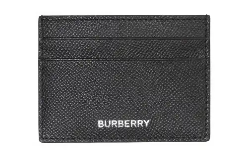 Burberry Grainy Leather Card Case 4 Card Slot Black