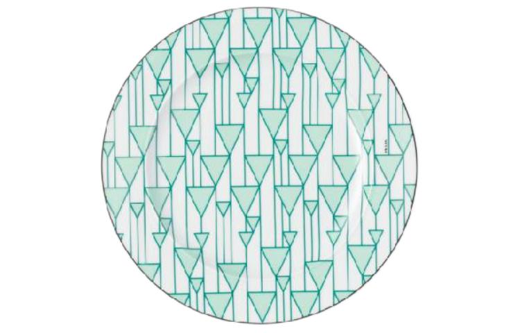 PRADA Ceramic Dessert Plates Set of Two Printed Logo Plate Green