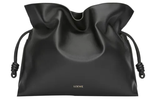 LOEWE Flamenco Napa Calf Leather Portable One Shoulder Clutch Extra Large Women's Black