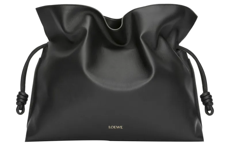 LOEWE Flamenco Napa Calf Leather Portable One Shoulder Clutch Extra Large Women's Black