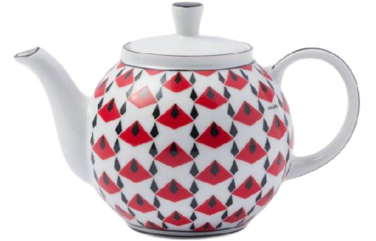 PRADA Ceramic printed logo teapot red
