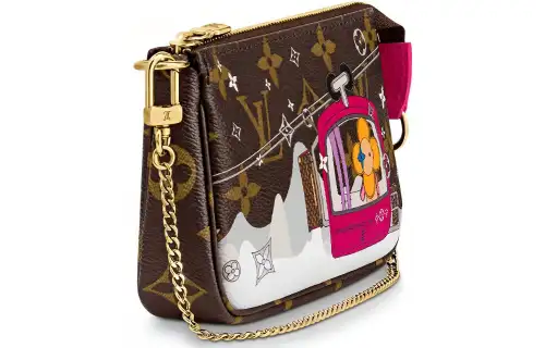 LOUIS VUITTON Mini Pochette Accessoires Monogram Vivienne Courchevel Fuchsia Lining