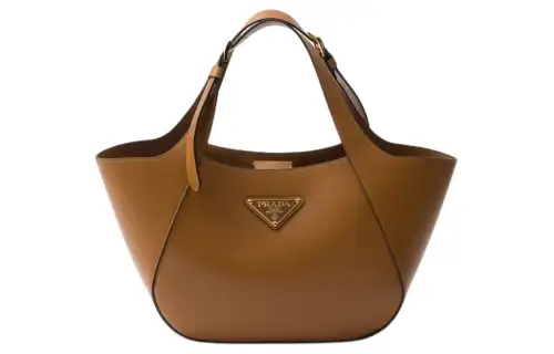 PRADA Leather Tote Bag, Shopping Bag, Handbag Medium Women's Camel