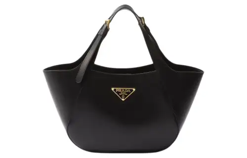 PRADA Leather Tote Bag, Shopping Bag, Handbag Medium Women's Black