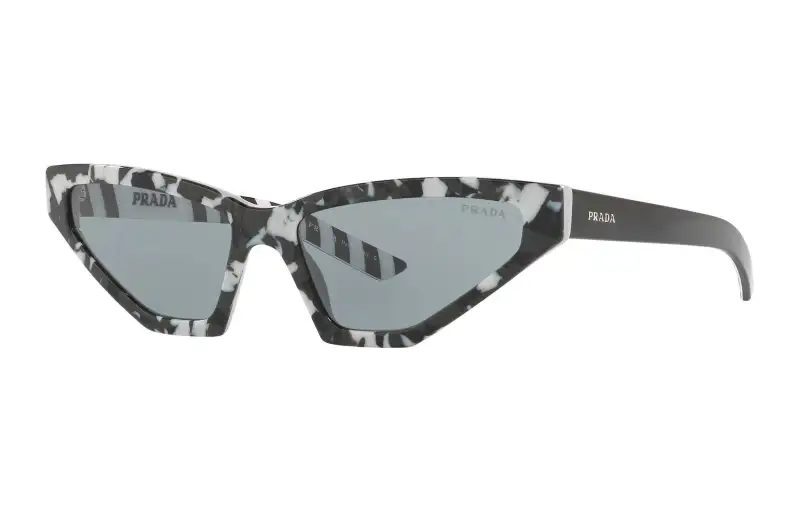 PRADA Acetate Irregular Shape Sunglasses Women's Gray