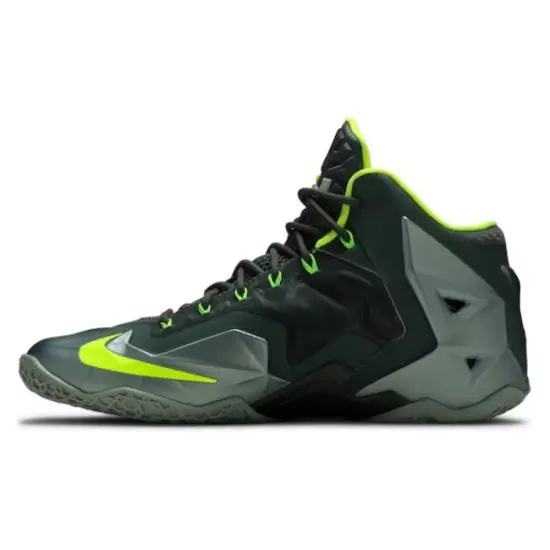 Nike Lebron 11 Basketball Shoes Men Mid-top Green/Gray