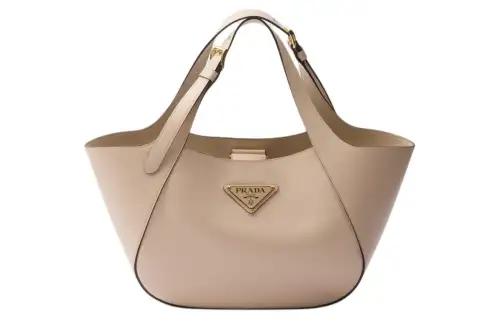 PRADA Leather Tote Bag, Shopping Bag, Handbag Medium Women's Travertine