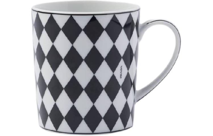 PRADA Ceramic Printed Logo Mug Black White