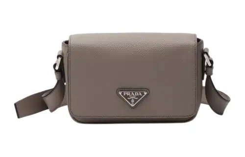 PRADA Saffiano Leather Crossbody Bag, Shoulder Bag Men's Mud Gray