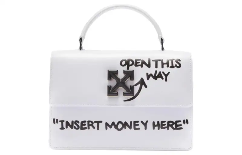 OFF WHITE Leather Messenger Bag, Crossbody, One Shoulder Handbag Women's White