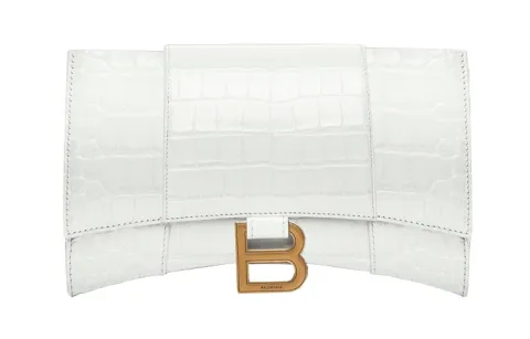 Balenciaga Hourglass Cow Leather Crossbody Bags Women's White