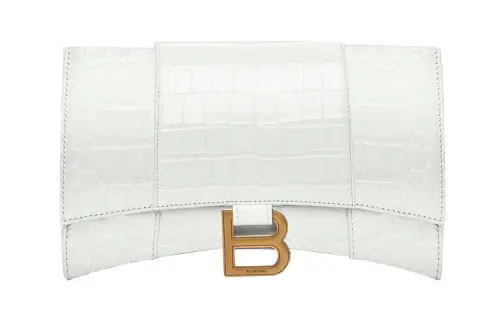 Balenciaga Hourglass Cow Leather Hourglass Bag, Shoulder Bag Women's White
