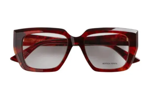 Bottega Veneta Acetate Irregular Shape Eyeglass Frames Women's Red