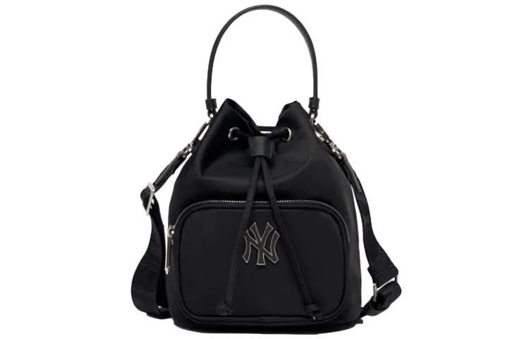 MLB Nylon Fabric Bucket Bag, Shoulder Bag, Handbag, Crossbody Bag Regular Unisex Black