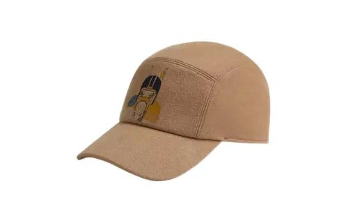 HERMES Palladium Plated, Silk, Cashmere, Rayon Baseball Caps Men's Camel