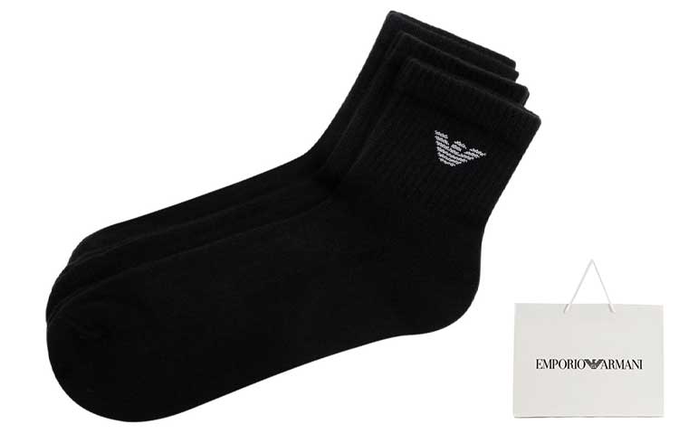 EMPORIO ARMANI FW23 Crew Socks Men’s 3 Pack Black