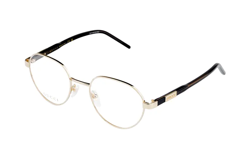 GUCCI Metal Round Prescription Glasses Men's
