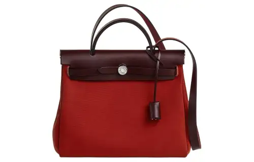 HERMES Herbag Zip Officier Canvas With Hunter Cow Leather Shoulder Bag, Crossbody Bag, Handbag 31 Unisex