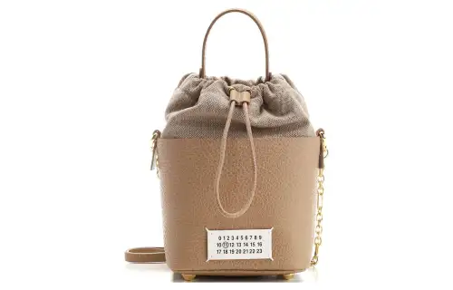 Maison Margiela Leather Bucket Bag, Portable Crossbody Bag, Shoulder Bag Women's Brown