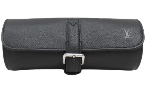 LOUIS VUITTON Leather Storage Bag Men's Black