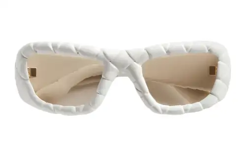 Bottega Veneta Acetate Rectangular Sunglasses Women's White